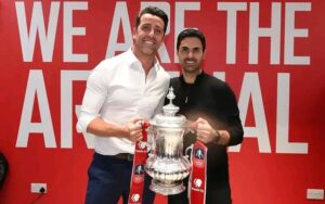 Arsenal sporting director, Edu and Mikel Arteta 